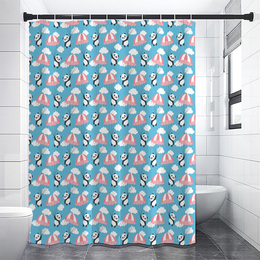 Cute Panda And Parachute Pattern Print Shower Curtain