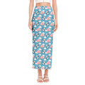 Cute Panda And Parachute Pattern Print Side Slit Maxi Skirt