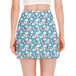 Cute Panda And Parachute Pattern Print Side Slit Mini Skirt