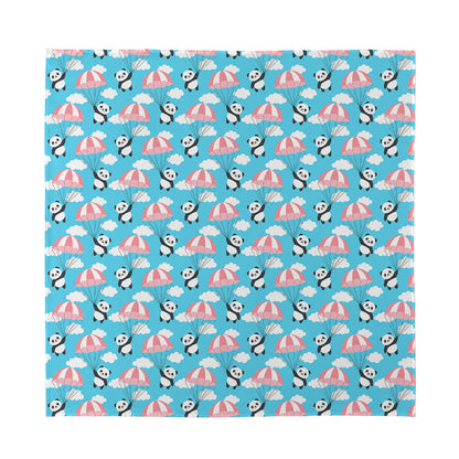 Cute Panda And Parachute Pattern Print Silk Bandana