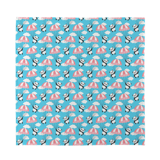 Cute Panda And Parachute Pattern Print Silk Bandana