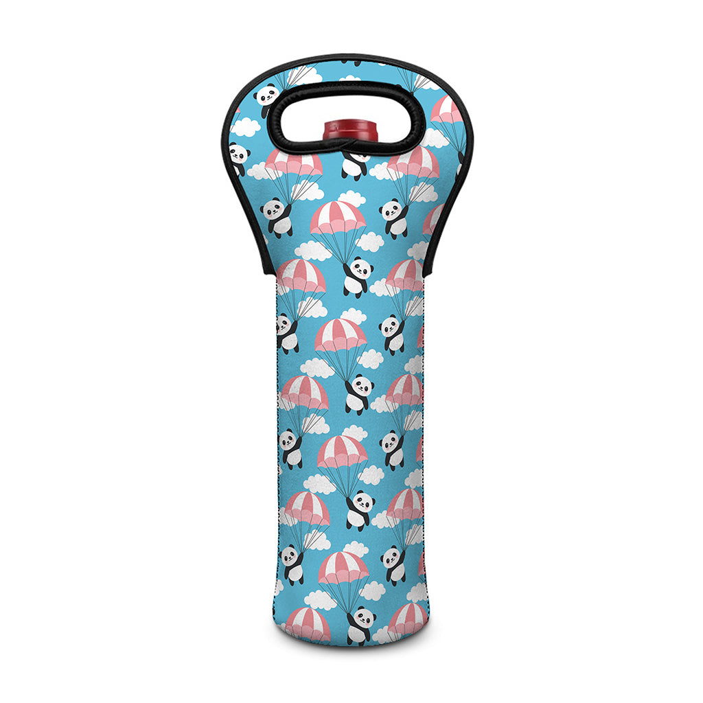 Cute Panda And Parachute Pattern Print Single Neoprene Wine Tote