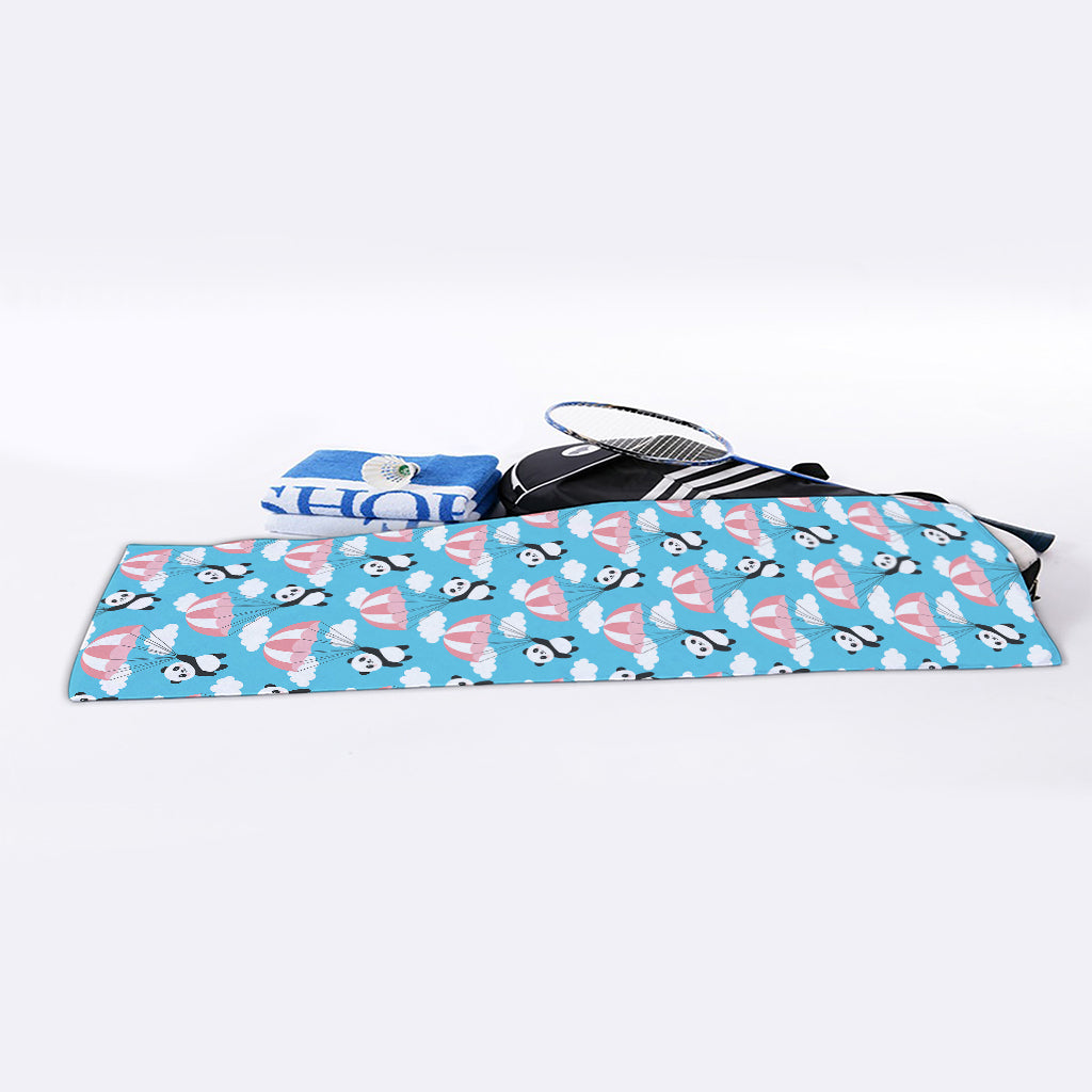 Cute Panda And Parachute Pattern Print Sports Towel
