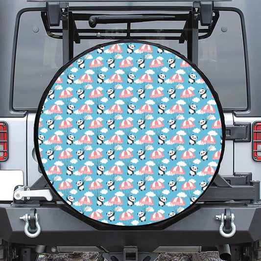 Cute Panda And Parachute Pattern Print Tire Cover