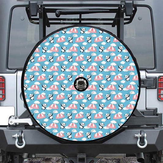 Cute Panda And Parachute Pattern Print Tire Cover With Camera Hole