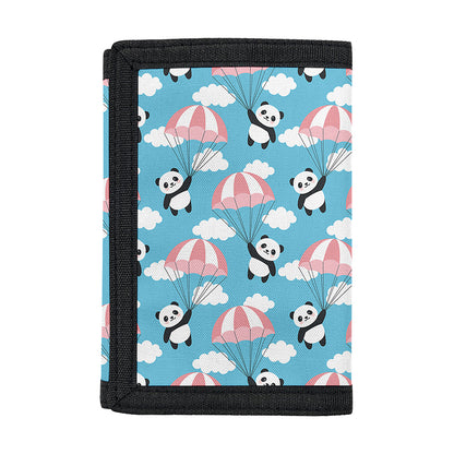 Cute Panda And Parachute Pattern Print Trifold Wallet