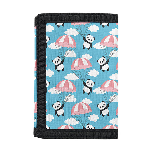 Cute Panda And Parachute Pattern Print Trifold Wallet