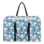 Cute Panda And Parachute Pattern Print Utility Tote Bag