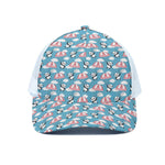 Cute Panda And Parachute Pattern Print White Mesh Trucker Cap