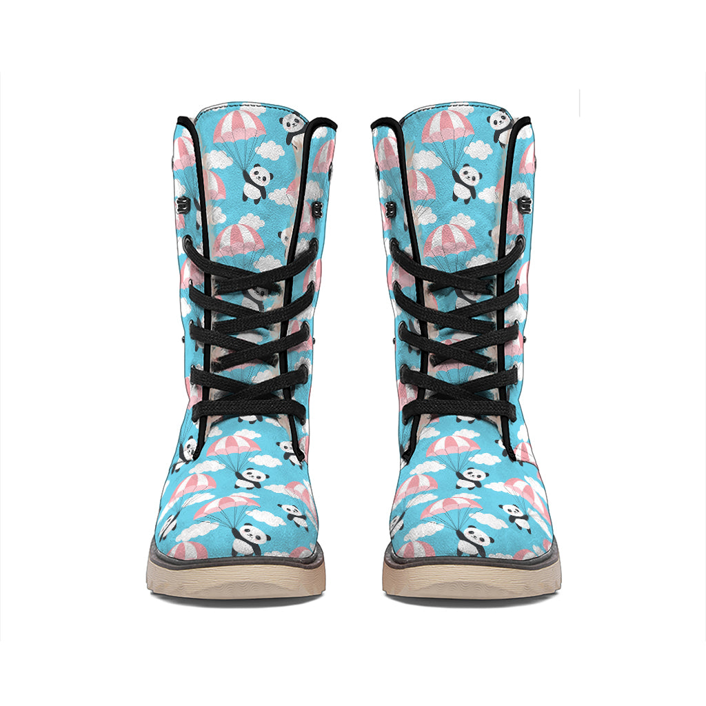 Cute Panda And Parachute Pattern Print Winter Boots