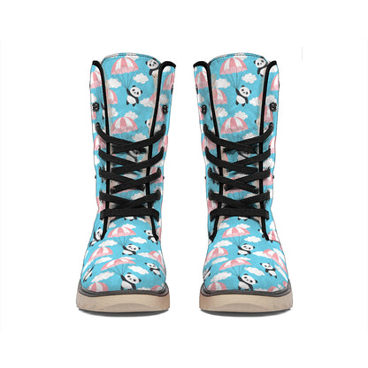 Cute Panda And Parachute Pattern Print Winter Boots