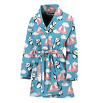 Cute Panda And Parachute Pattern Print Women's Bathrobe