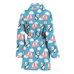 Cute Panda And Parachute Pattern Print Women's Bathrobe