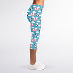Cute Panda And Parachute Pattern Print Women's Capri Leggings