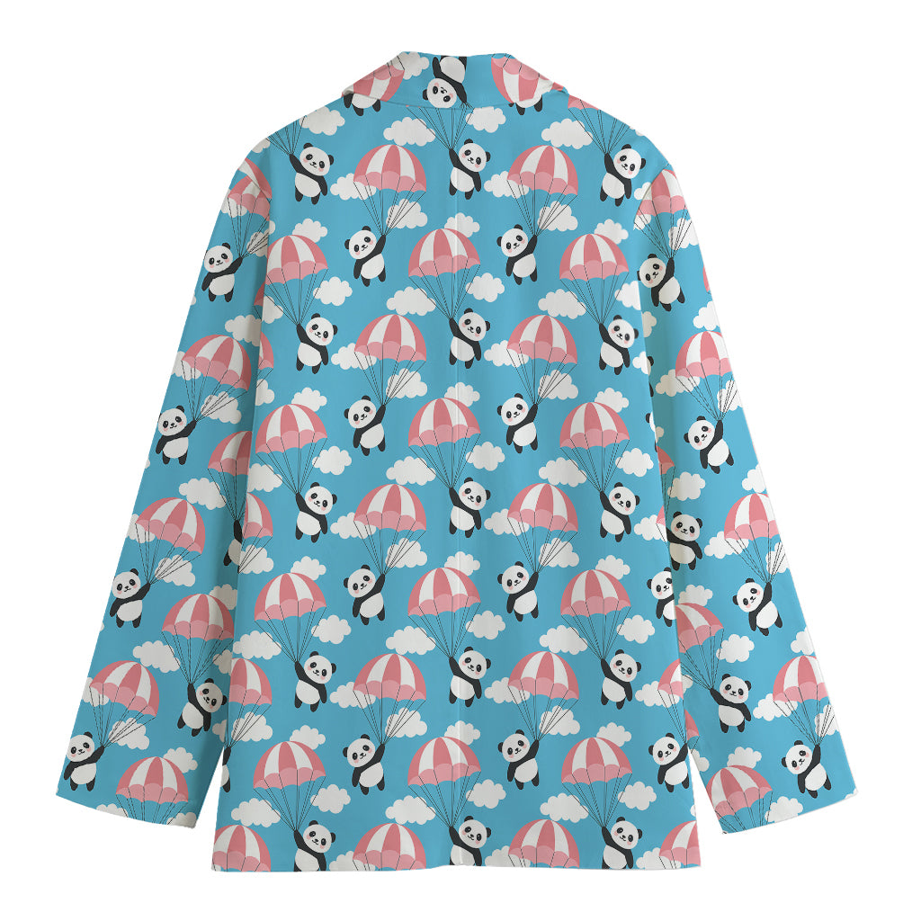 Cute Panda And Parachute Pattern Print Women's Cotton Blazer