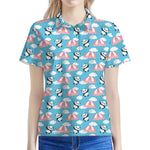 Cute Panda And Parachute Pattern Print Women's Polo Shirt