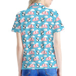 Cute Panda And Parachute Pattern Print Women's Polo Shirt
