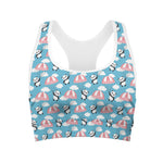 Cute Panda And Parachute Pattern Print Women's Sports Bra