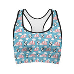 Cute Panda And Parachute Pattern Print Women's Sports Bra