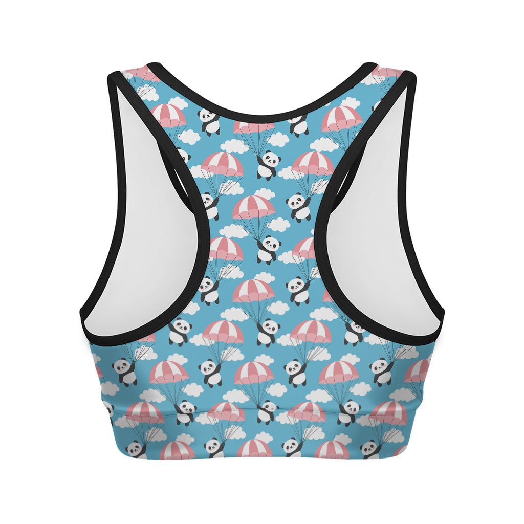 Cute Panda And Parachute Pattern Print Women's Sports Bra