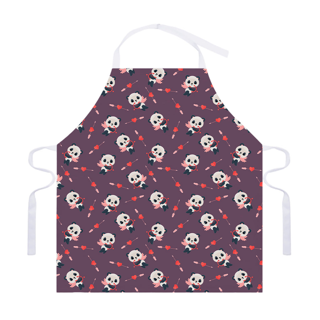 Cute Panda Cupid Valentine Pattern Print Adjustable Apron