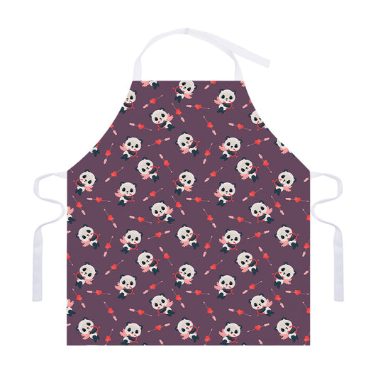 Cute Panda Cupid Valentine Pattern Print Adjustable Apron