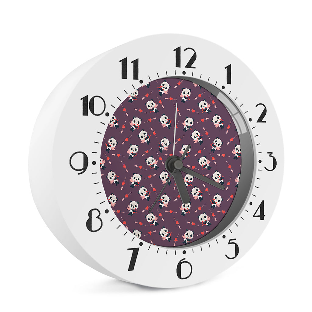 Cute Panda Cupid Valentine Pattern Print Alarm Clock