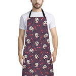 Cute Panda Cupid Valentine Pattern Print Bib Apron With Pocket