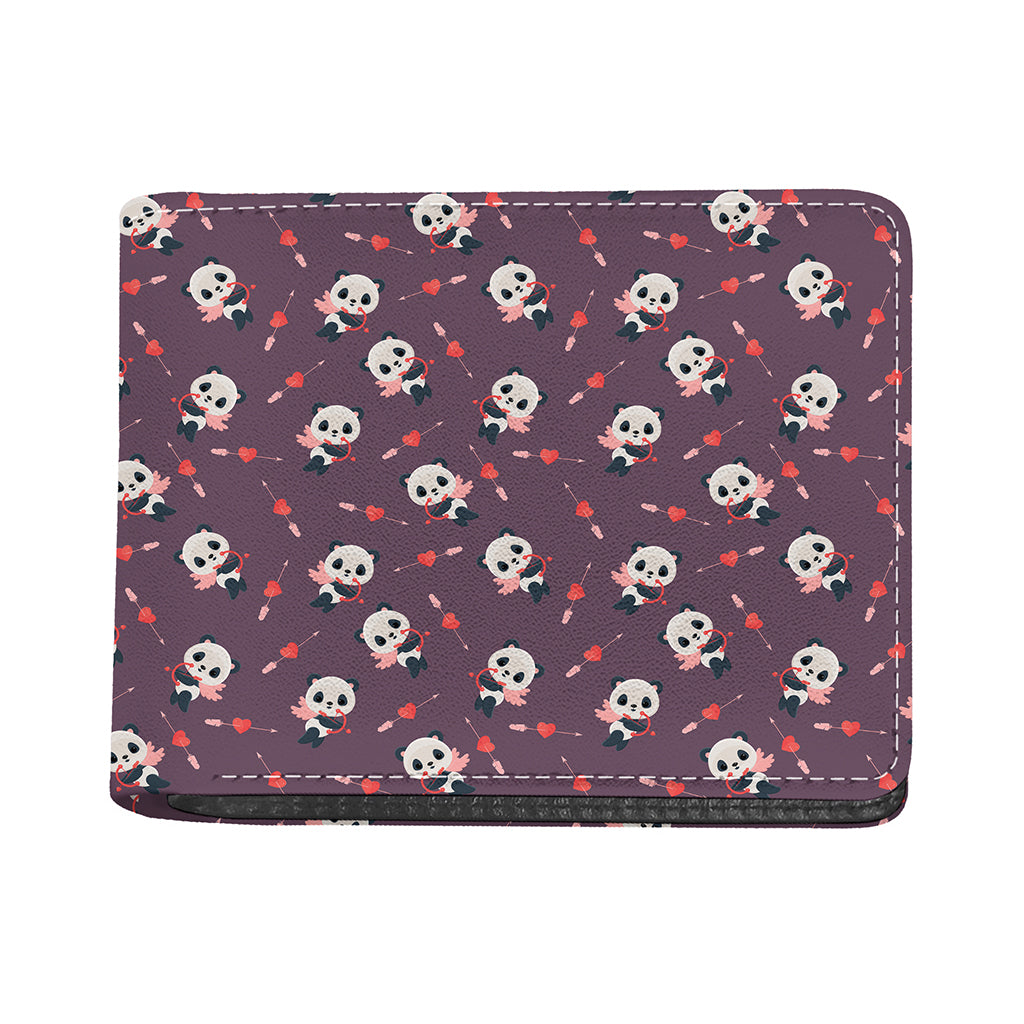 Cute Panda Cupid Valentine Pattern Print Bifold Wallet