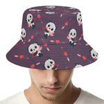 Cute Panda Cupid Valentine Pattern Print Bucket Hat