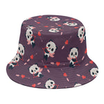 Cute Panda Cupid Valentine Pattern Print Bucket Hat