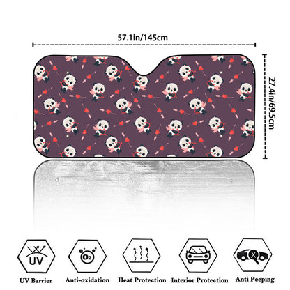 Cute Panda Cupid Valentine Pattern Print Car Windshield Sun Shade