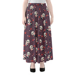 Cute Panda Cupid Valentine Pattern Print Chiffon Maxi Skirt