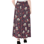 Cute Panda Cupid Valentine Pattern Print Chiffon Maxi Skirt