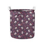 Cute Panda Cupid Valentine Pattern Print Collapsible Laundry Basket