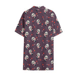 Cute Panda Cupid Valentine Pattern Print Cotton Hawaiian Shirt