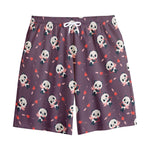 Cute Panda Cupid Valentine Pattern Print Cotton Shorts