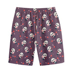 Cute Panda Cupid Valentine Pattern Print Cotton Shorts