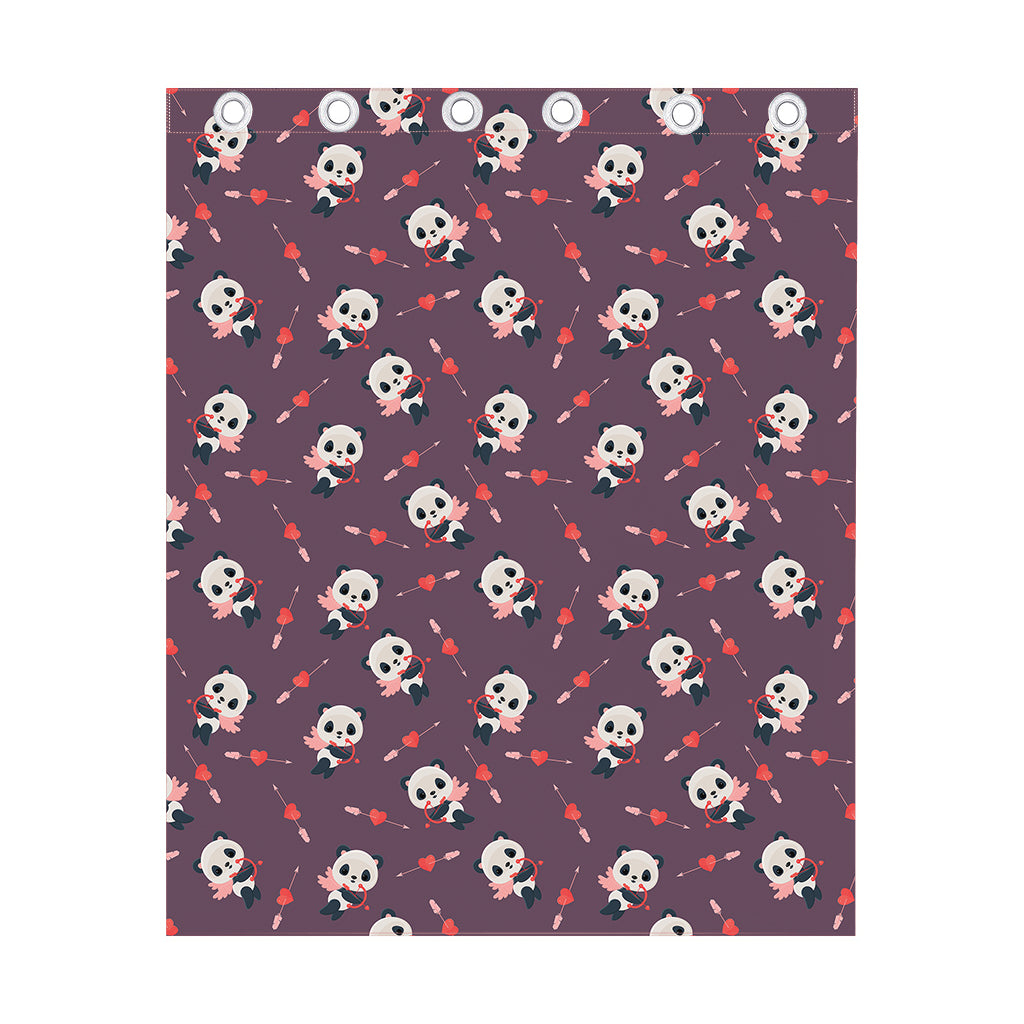 Cute Panda Cupid Valentine Pattern Print Curtain