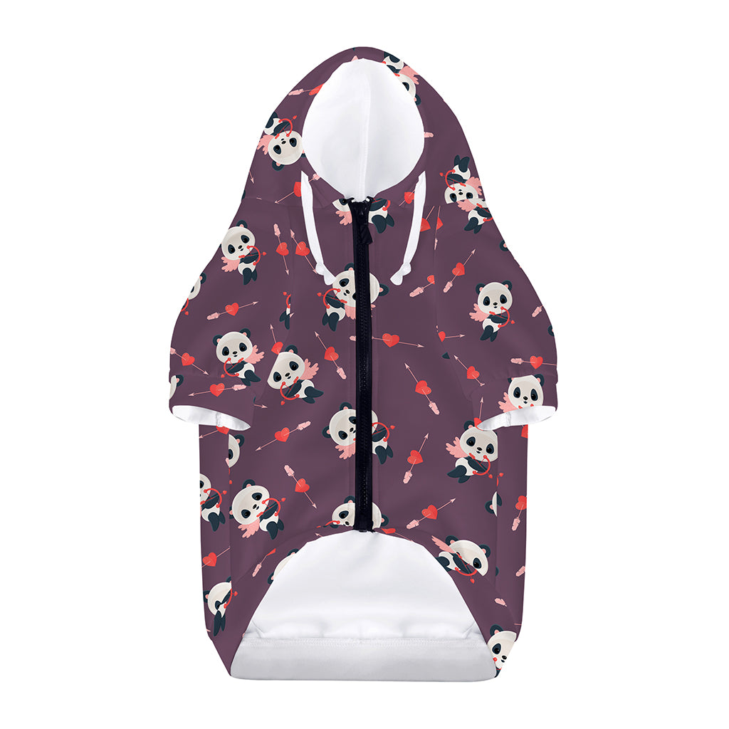 Cute Panda Cupid Valentine Pattern Print Dog Zip Up Hoodie
