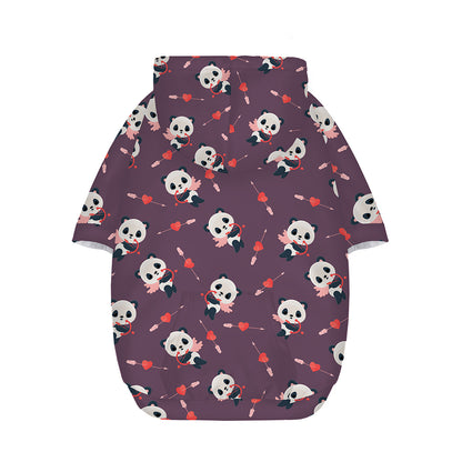 Cute Panda Cupid Valentine Pattern Print Dog Zip Up Hoodie