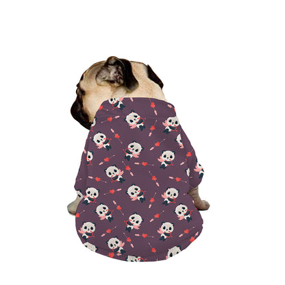 Cute Panda Cupid Valentine Pattern Print Dog Zip Up Jacket