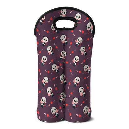 Cute Panda Cupid Valentine Pattern Print Double Neoprene Wine Tote