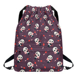 Cute Panda Cupid Valentine Pattern Print Drawstring Backpack