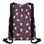 Cute Panda Cupid Valentine Pattern Print Drawstring Backpack