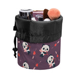 Cute Panda Cupid Valentine Pattern Print Drawstring Makeup Bag