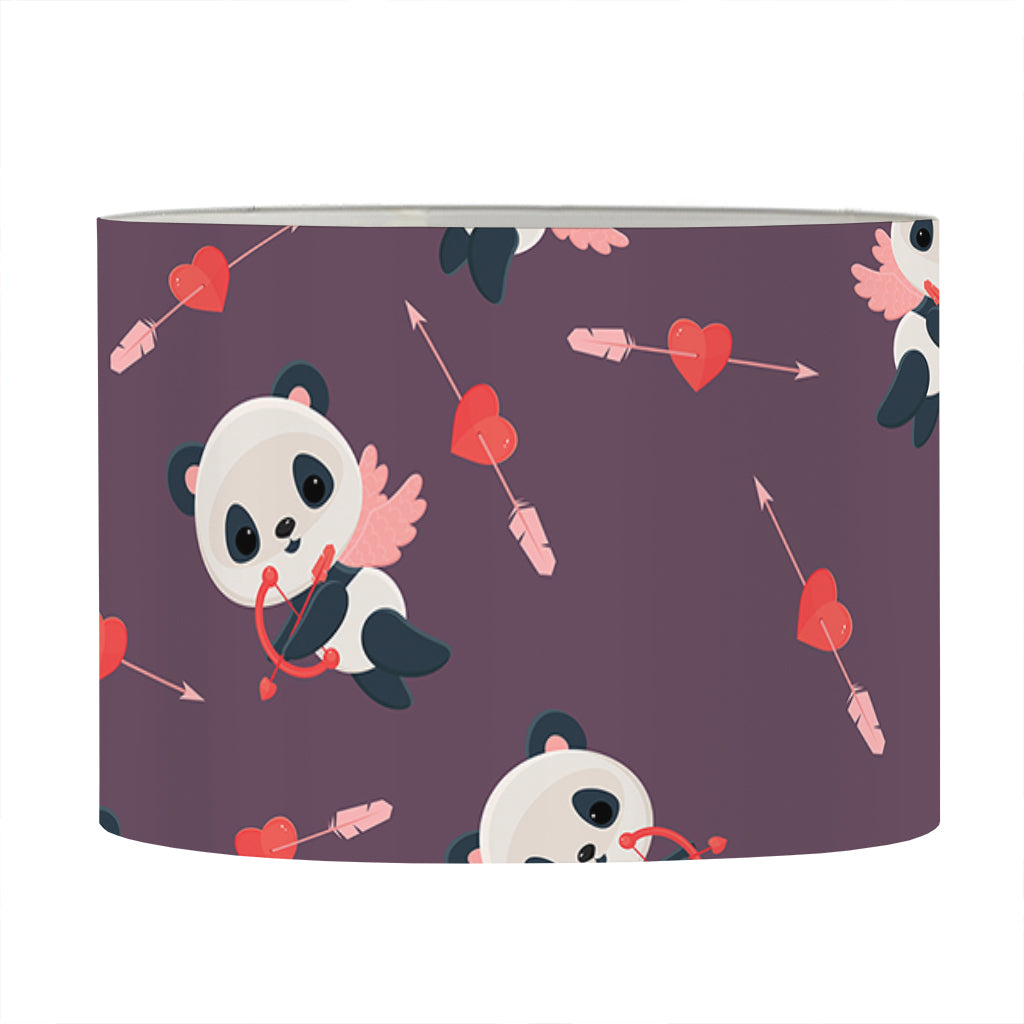Cute Panda Cupid Valentine Pattern Print Drum Lamp Shade