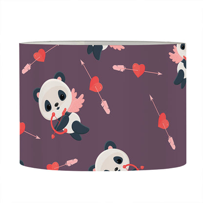 Cute Panda Cupid Valentine Pattern Print Drum Lamp Shade