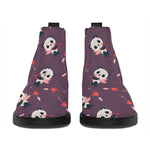 Cute Panda Cupid Valentine Pattern Print Flat Ankle Boots