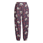 Cute Panda Cupid Valentine Pattern Print Fleece Lined Knit Pants